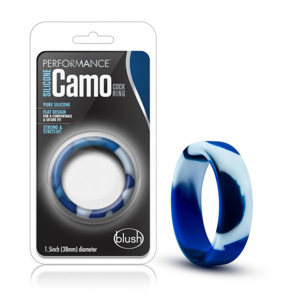 Cock Ring - Silicone - Performance Camouflage - Blue Camo