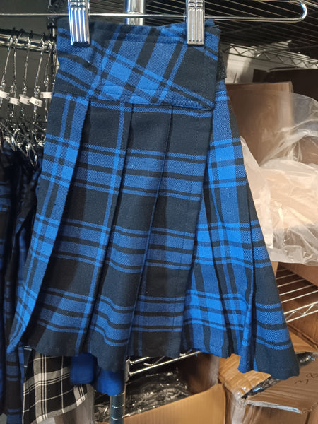 Black/Blue Plaid Pleated Skirt